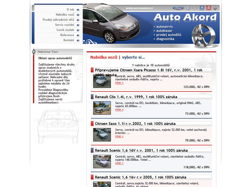 Webová prezentace Auto Akord screenshot