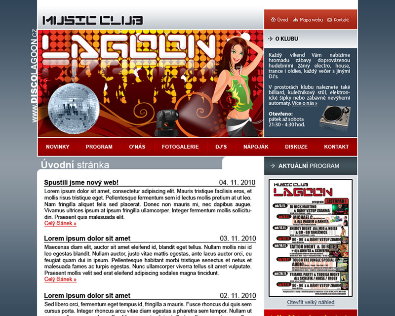 Music club Lagoon web site screenshot
